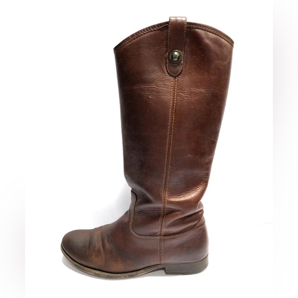 Frye Womens Melissa Button Lug Tall Boot Cognac Size M